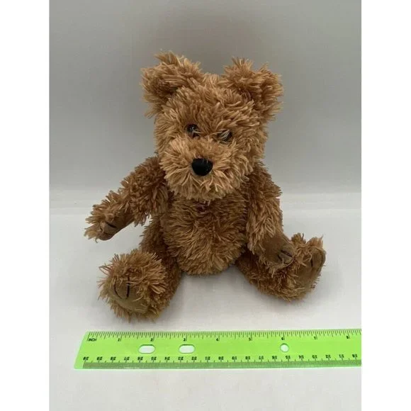 Small Fluffy Tan Brown Jointed Teddy Bear 7 in Plush Stuffed Animal Retro - Picture 8 of 8
